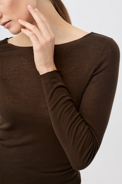 Crew Neck Wool Mix Brown