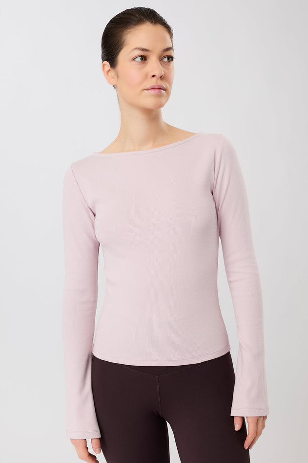 Ribbed Boat Neckline Mauve