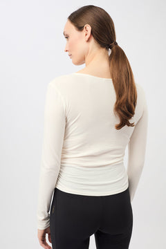 Side Ruffled Longsleeve White