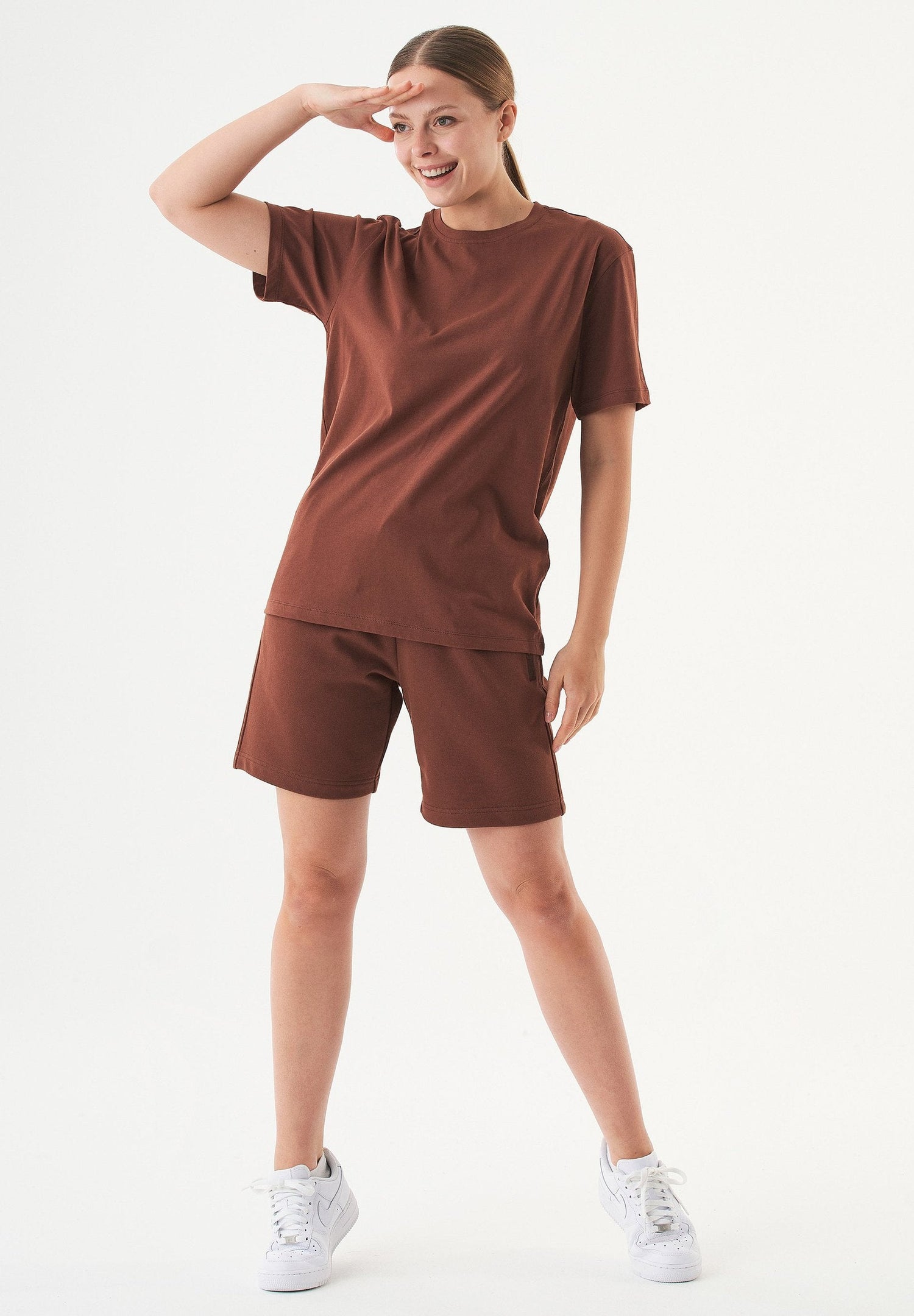 Sheyma Organic Cotton Sweatshorts Coffee Brown