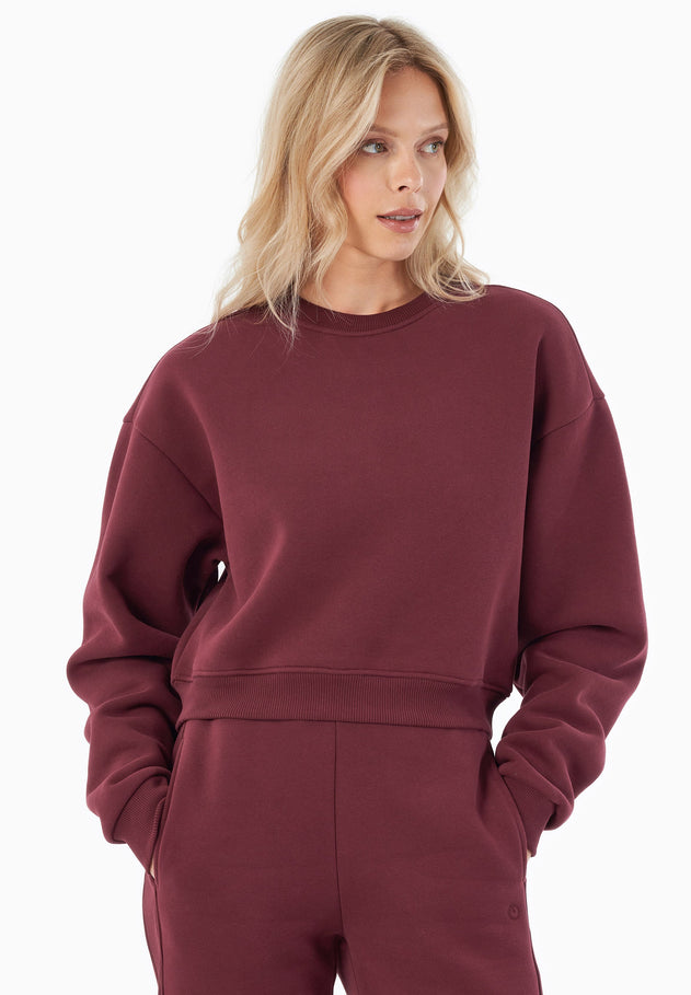 SILLIVIA Crop Sweatshirt Bordeaux Red