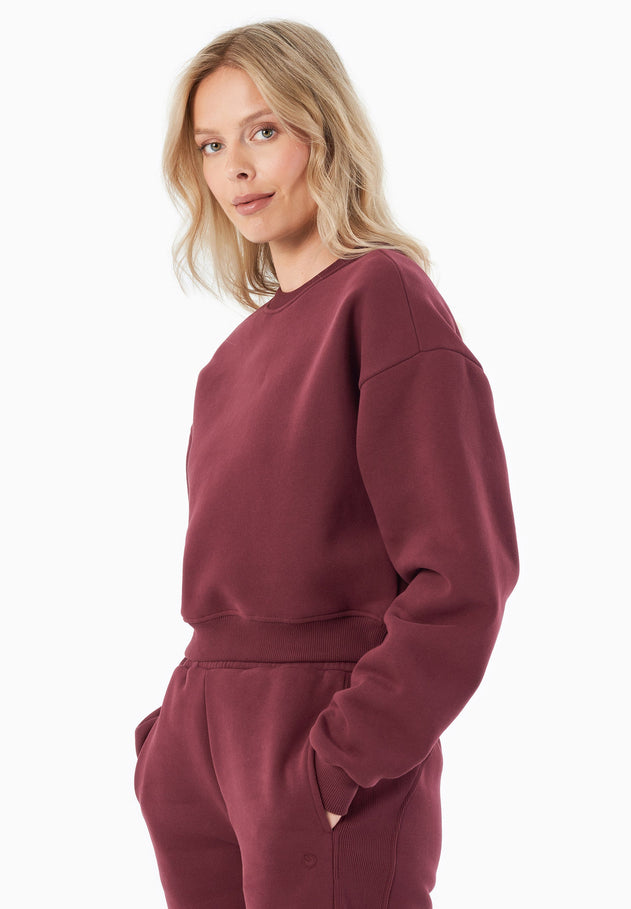 SILLIVIA Crop Sweatshirt Bordeaux Red