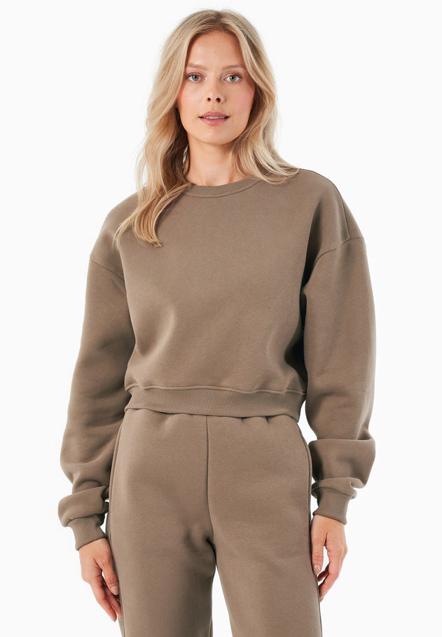 SILLIVIA Crop Sweatshirt Gravel