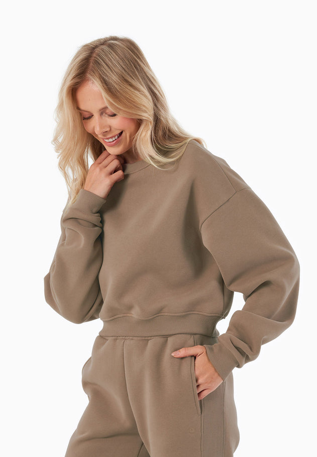 SILLIVIA Crop Sweatshirt Gravel