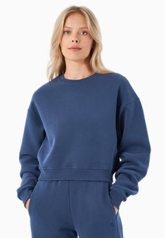 SILLIVIA Crop Sweatshirt Navy Blue