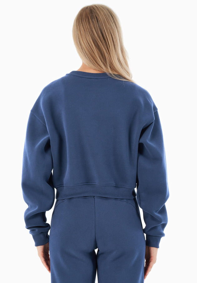 SILLIVIA Crop Sweatshirt Navy Blue