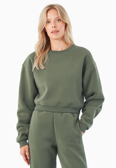 SILLIVIA Crop Sweatshirt Olive Green