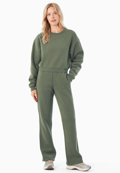 SILLIVIA Crop Sweatshirt Olive Green