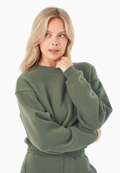 SILLIVIA Crop Sweatshirt Olive Green