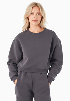 SILLIVIA Crop Sweatshirt Shadow Grey