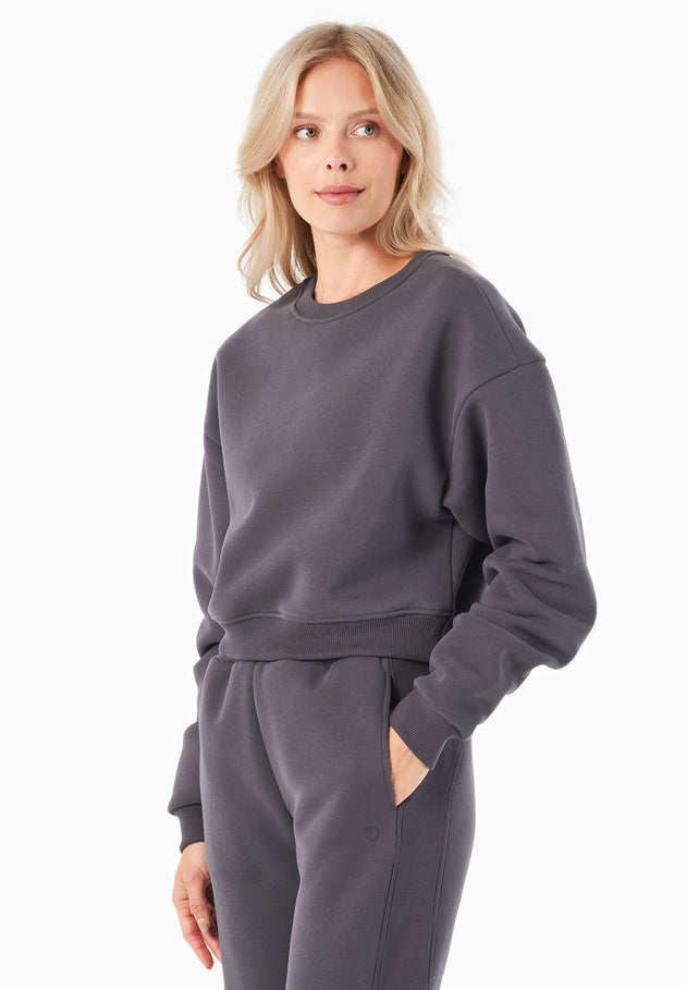 SILLIVIA Crop Sweatshirt Shadow Grey