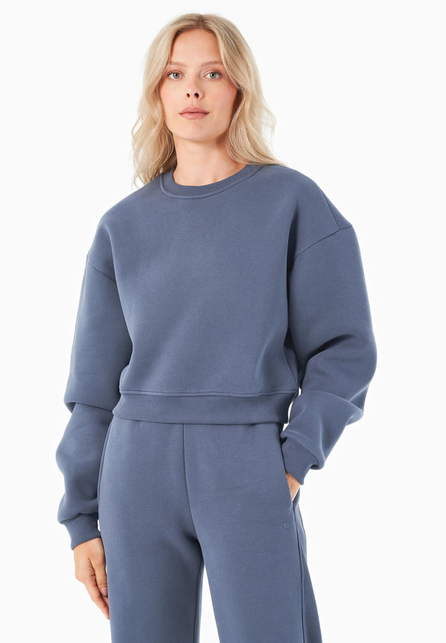 SILLIVIA Crop Sweatshirt Soft Indigo Blue