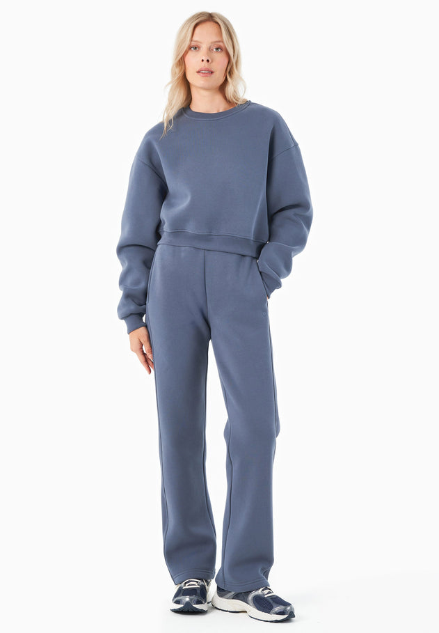 SILLIVIA Crop Sweatshirt Soft Indigo Blue