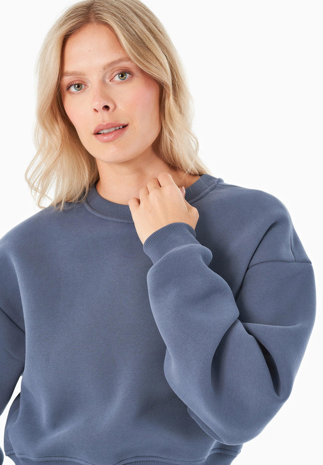 SILLIVIA Crop Sweatshirt Soft Indigo Blue