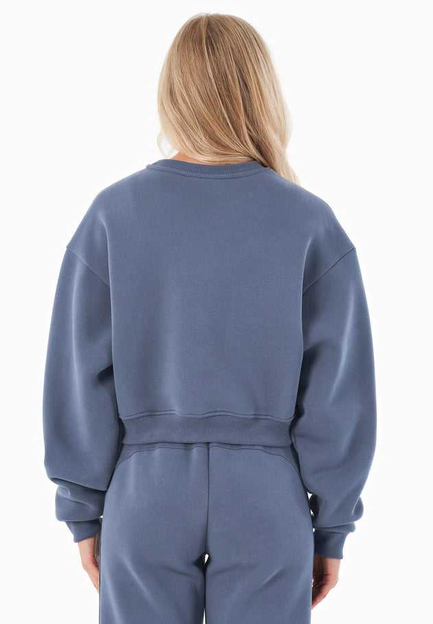 SILLIVIA Crop Sweatshirt Soft Indigo Blue
