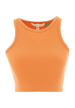 Sonnia Cropped Organic Cotton Rib Top Apricot Tan