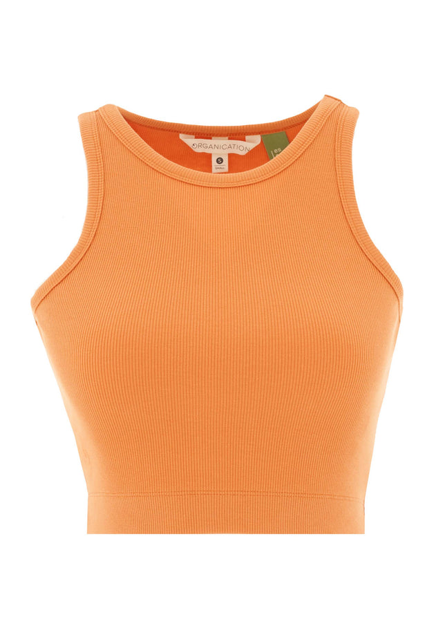 Sonnia Cropped Organic Cotton Rib Top Apricot Tan
