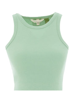 Sonnia Cropped Organic Cotton Rib Top Mineral Green