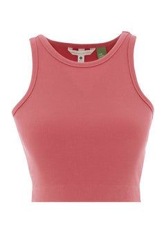 Sonnia Cropped Organic Cotton Rib Top Red Wood