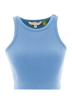 Sonnia Cropped Organic Cotton Rib Top Blue Fog