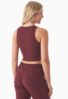 Sonnia Cropped Organic Cotton Rib Top Bordeaux