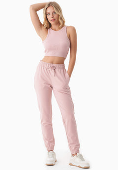 Sonnia Cropped Organic Cotton Rib Top Light Rose