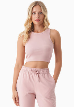 Sonnia Cropped Organic Cotton Rib Top Light Rose