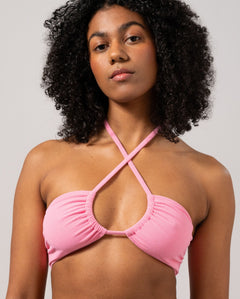 Strappy Bandeau Bikini Top Pink