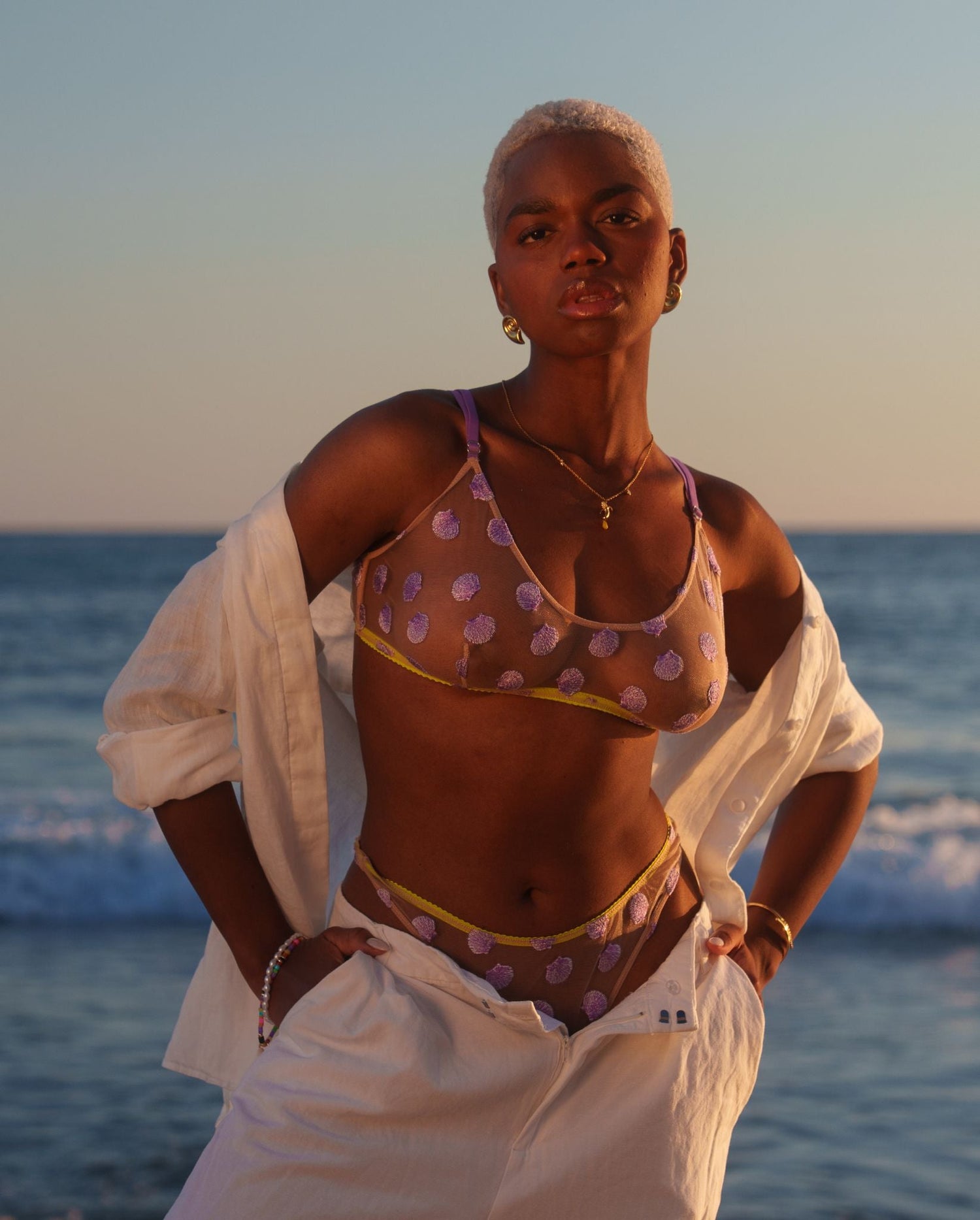 Mesh Scoop Bralette Warm Nude/Lilac