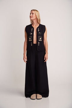 Aneto Padded Vest With Front Embroidery