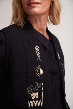Aneto Padded Vest With Front Embroidery