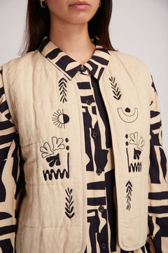 Aneto Padded Vest With Front Embroidery