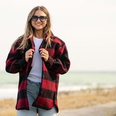 Women's Checked Plaid Coat Red/Black