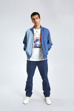 Tobias Linen Jacket Patchwork Blue