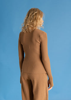 Brera Ribbed Long-Sleeve Top Caramel