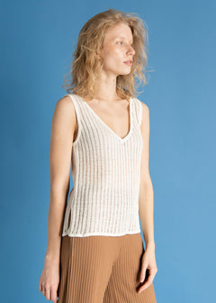 Caldo Linen Tank Top White