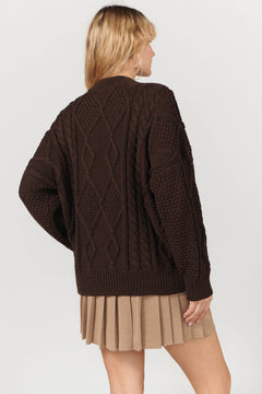 Nonna Cable-Knit Merino Sweater Chocolate