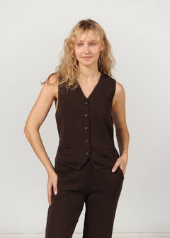 Galante Knitted Merino Waistcoat Chocolate