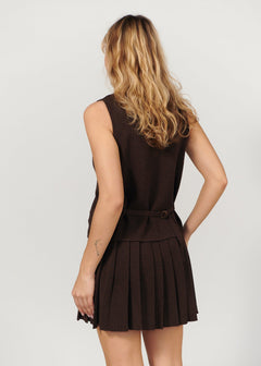 Galante Knitted Merino Waistcoat Chocolate