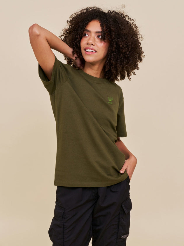 Cartel Scallop Embroidered T-Shirt Army Green