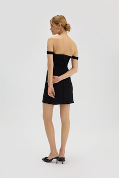 Saint Body Mini Dress With Open Shoulders Black