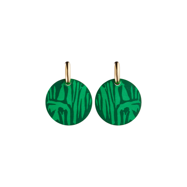 Forever Growing Wooden Earrings Green/Gold