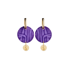 Forever Loving Wooden Logo Earrings Lilac/Gold