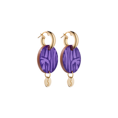 Forever Loving Wooden Logo Earrings Lilac/Gold