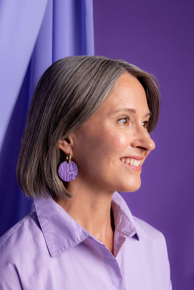Forever Loving Wooden Earrings Lilac/Gold