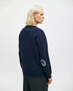 Smiling Knit Sweatshirt Blue Melange