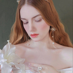 Clear Triple-Flower Drop Earrings