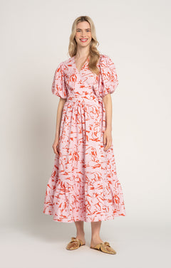 Baranya Ruffled Wrap Dress Horsemen Pink