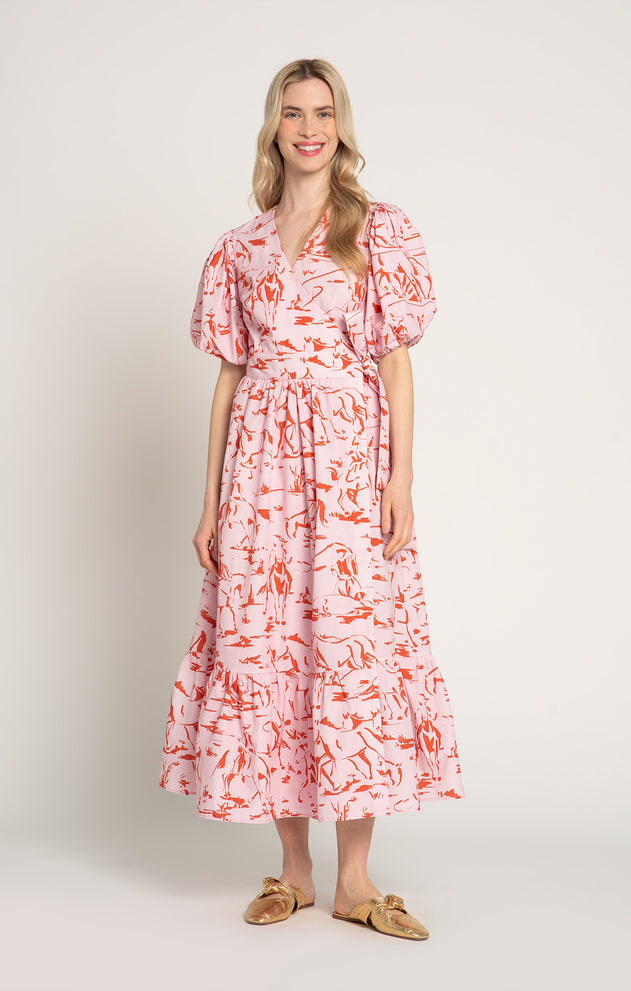 Baranya Ruffled Wrap Dress Horsemen Pink