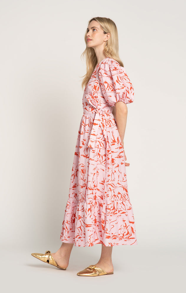 Baranya Ruffled Wrap Dress Horsemen Pink